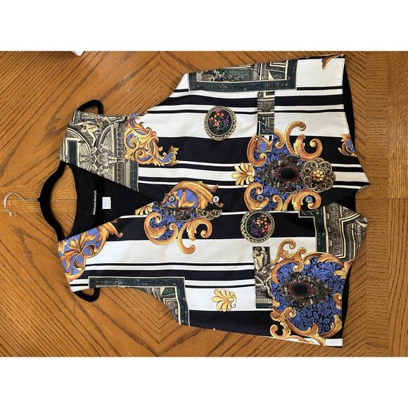 Vintage Neiman Marcus 80s Baroque Print 100% Silk Vest Men’s Large - Picture 7 of 8